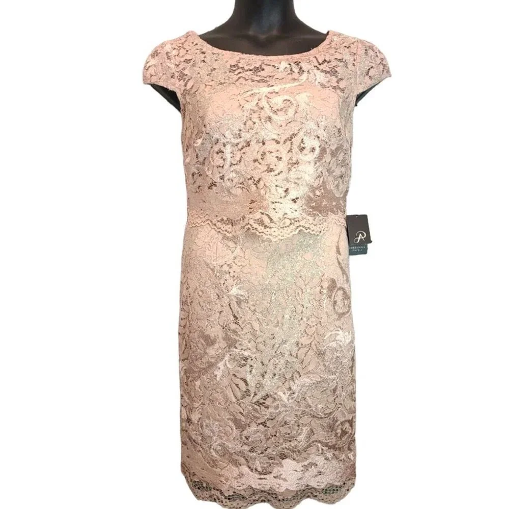 NWT Adrianna Papell Dusty Rose Embroidered Lace Popover Dress Size 2 NEW - Picture 4 of 15